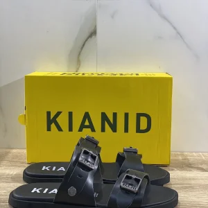 Kianid Sandalo Uomo Pelle Nero Polignano Made In Italy Casual Sandal 40
