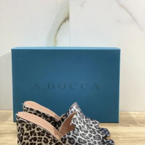 A.Bocca Sandalo Zeppa Donna Pelle Nero Glitter luxury woman Shoe  A.Bocca  41