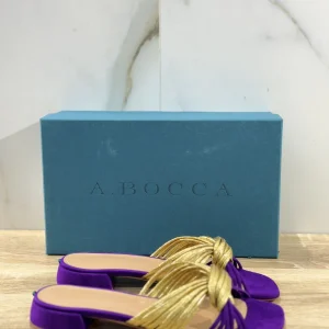 A.Bocca Sandalo Donna Mules Gold Viola   Luxury Woman Sandal A.Bocca 40