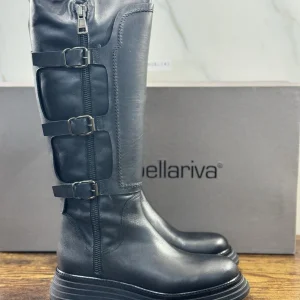 Laura Bellariva Stivale Donna Biker Pelle Nero Casual Boot 40
