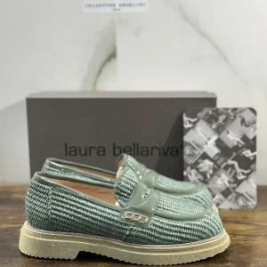 Laura Bellariva Mocassino Donna Verde  Pelle E Raffia Extra light 37