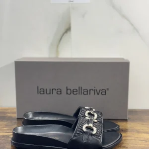 Laura Bellariva Sandalo Donna In Pelle Nera Made In Italy 37