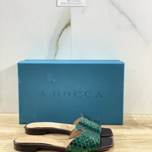 A.bocca Sandalo Donna AB2102 In Pelle Verde  Luxury Sandal Woman 41