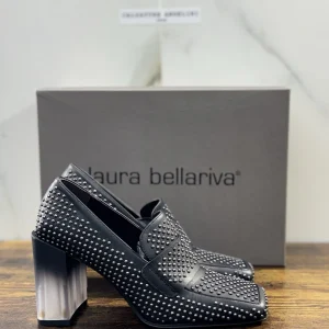 Laura Bellariva Mocassino Donna Pelle Nera Borchie Casual 38