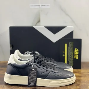 4B12 Sneaker Uomo Hyper Pelle Nera Casual Shoe 44